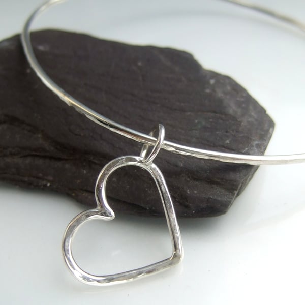 Recycled Sterling Silver Heart Bangle