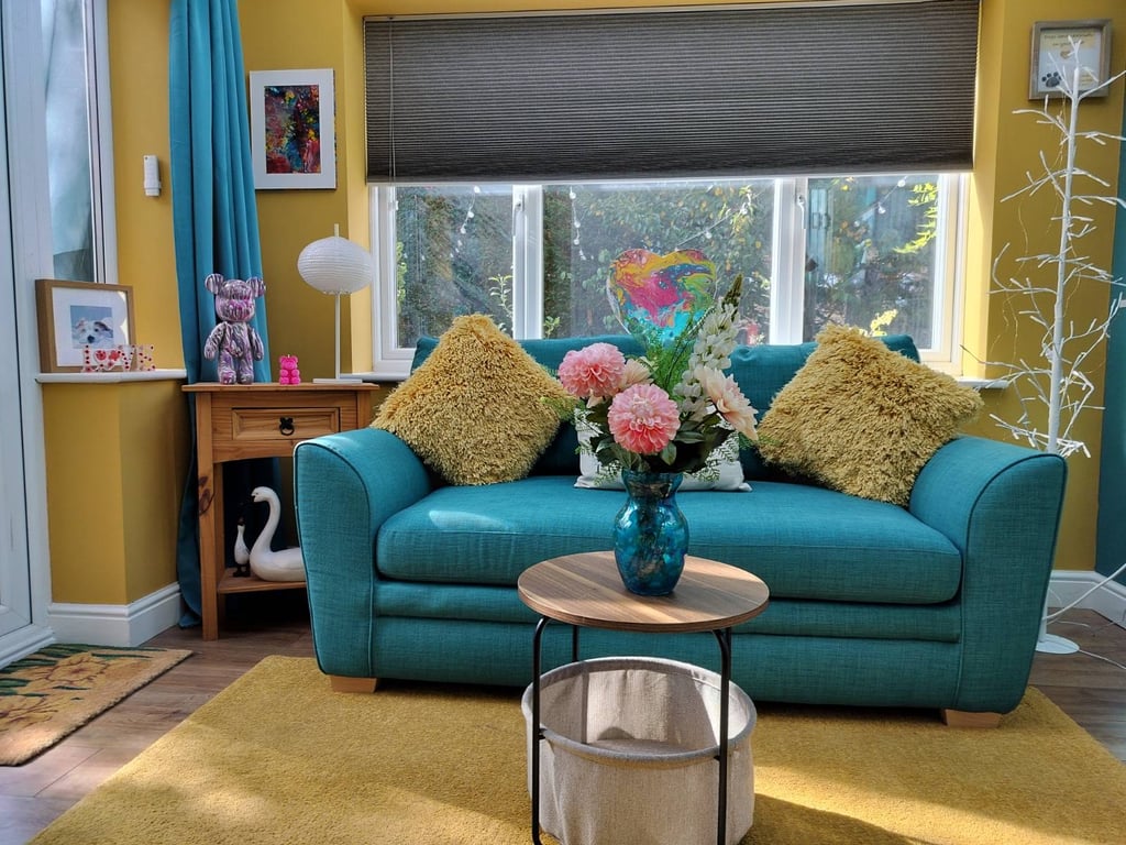 Glass Vase With Blue & Green Resin Art