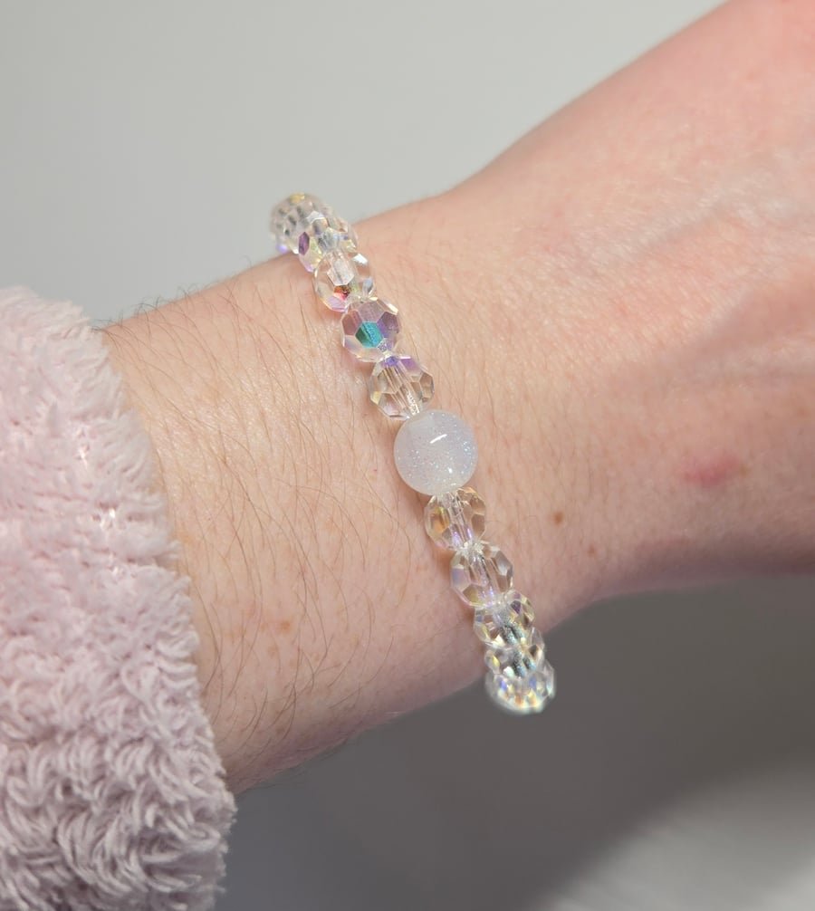 AB Round Preciosa Crystals Bead Bracelet