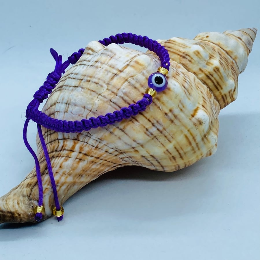 Handcrafted Evil Eye Friendship Bracelet Purple 