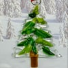 Handmade Fused Glass Xmas Tree Hanging Christmas Decoration 