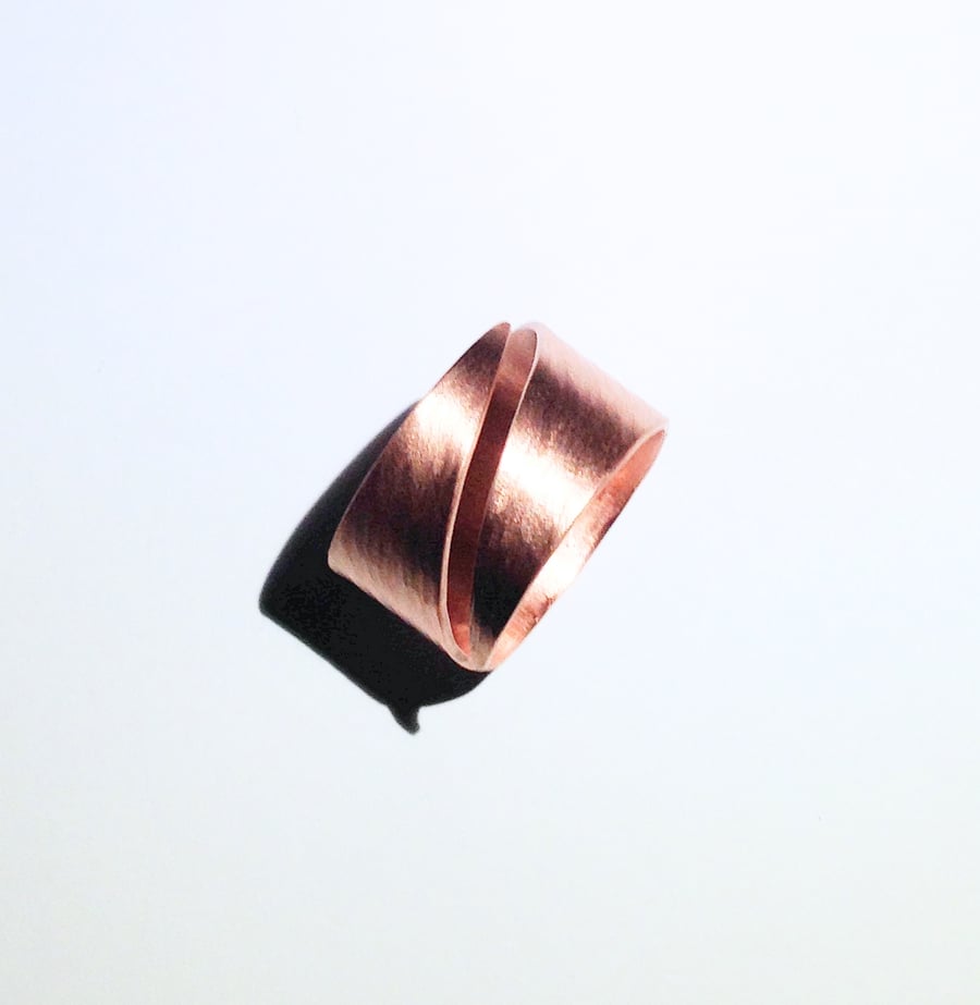 Handmade Wide Copper Ring UK Size T (RGCUOPT1) - UK Free Post