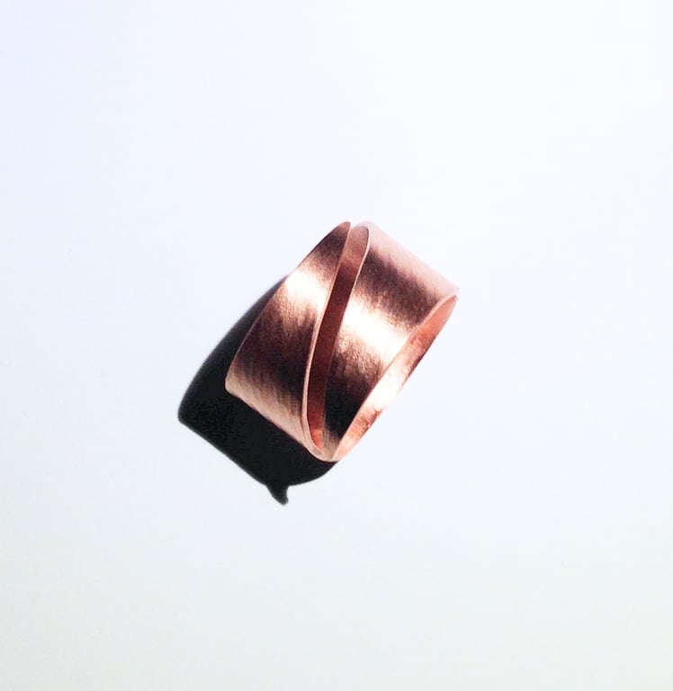 Handmade Wide Copper Ring UK Size T (RGCUOPT1) - UK Free Post