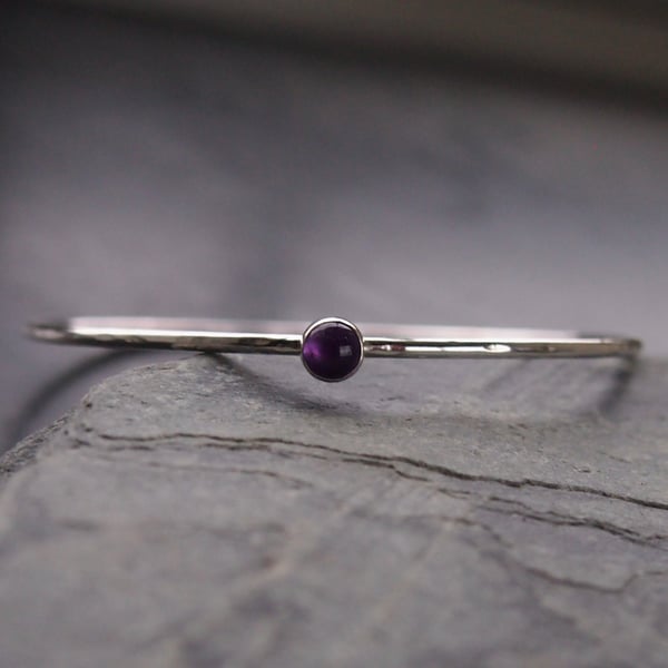 Sterling Silver Bangle with Amethyst