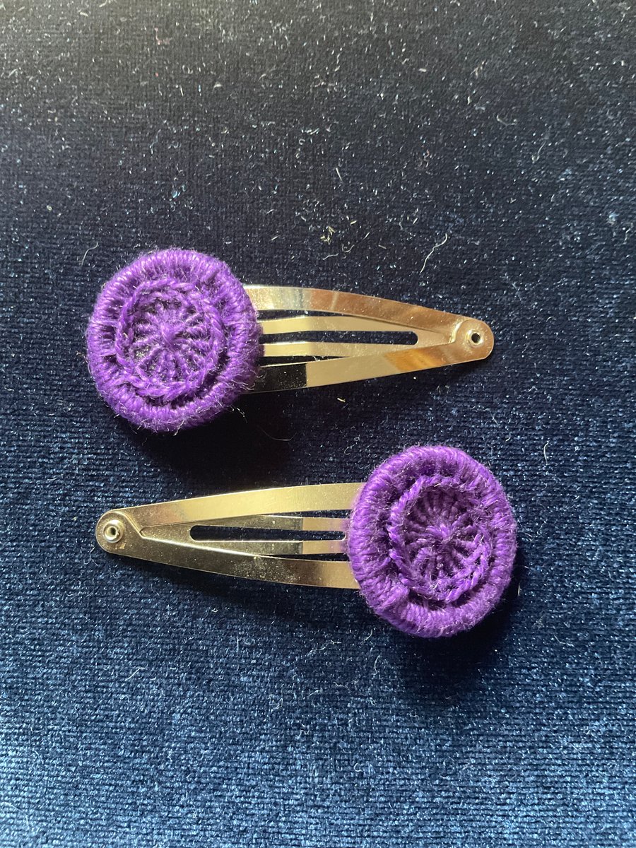Dorset Button Hair Clips, Pair, Purple