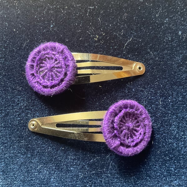 Dorset Button Hair Clips, Pair, Purple