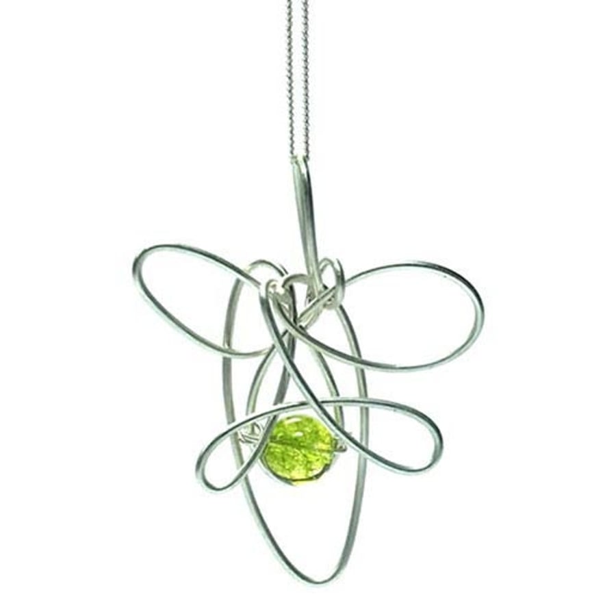 Peridot wire wrapped pendant 925 