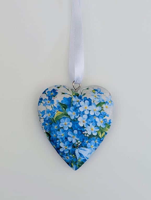 Pretty floral wooden heart hanging decoration, Mother's day gift