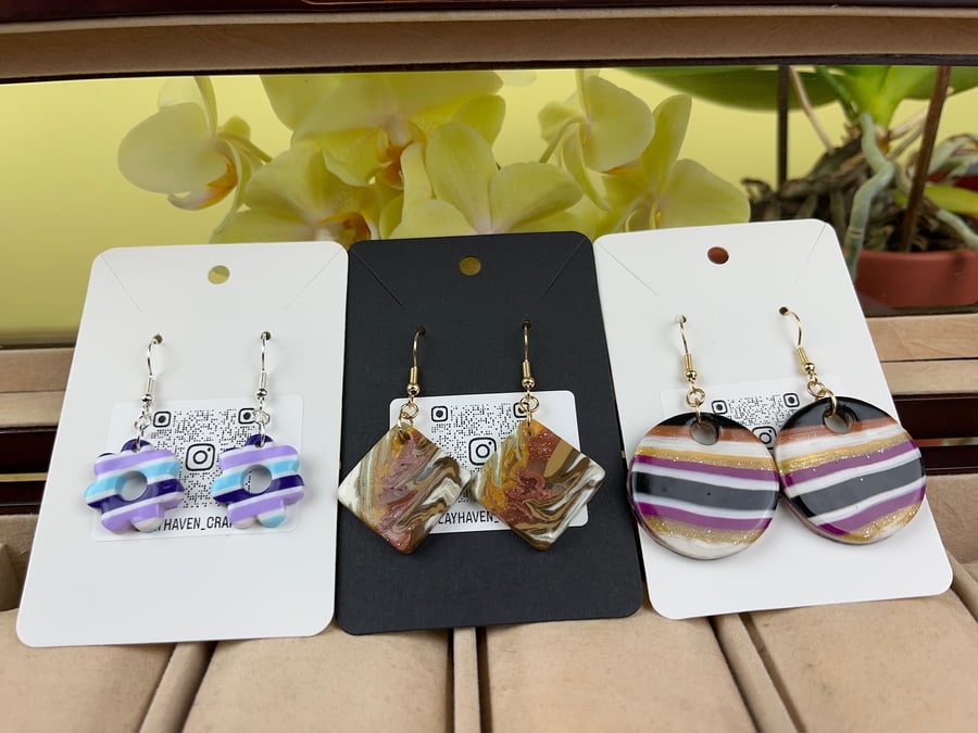 Handmade polymer clay earrings