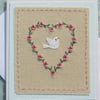 Dove with Love, hand-stitched, special little card to keep, for any occasion