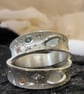 Planet inspired 925 silver rings with brush finished