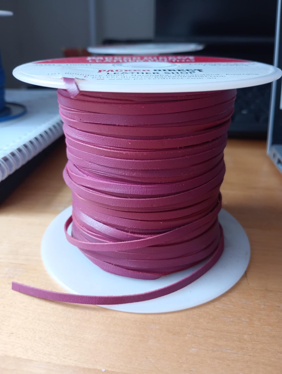 Kangaroo Leather Lace 3mm premium quality Cerise 1m