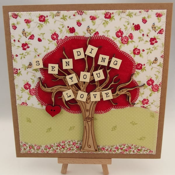 Sending You Love Fabric Greetings Card