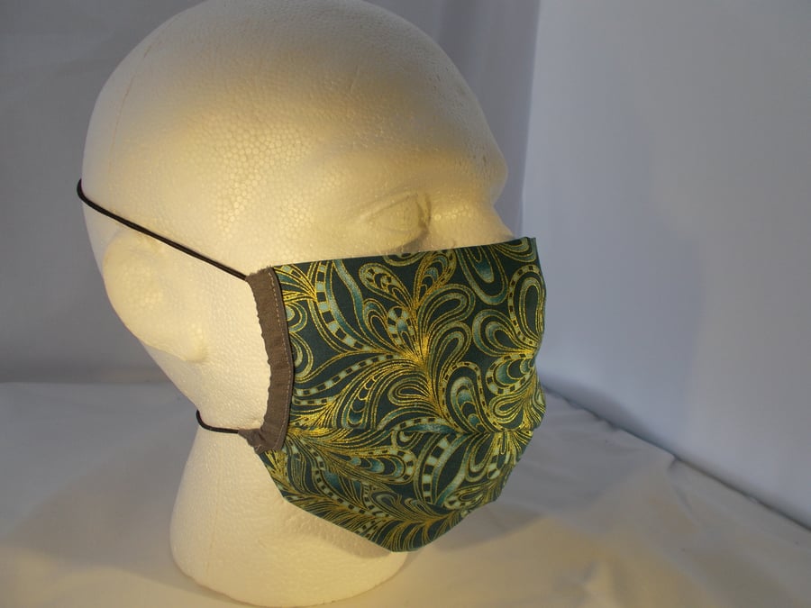 Adult Fabric Face Covering - Swirls Teal