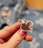 Dodo bird wooden pin badge, bird lover gift, dodo wooden brooch.