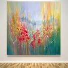 The Hares Summer Song flower meadow with painting with hare, moon and poppies