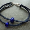 double stranded faux suede bracelet blue