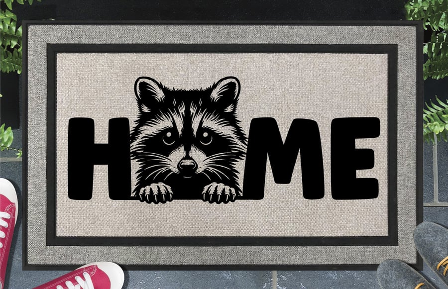Raccoon Home Door Mat No.2 - Raccoon Welcome Mat - All Weather 