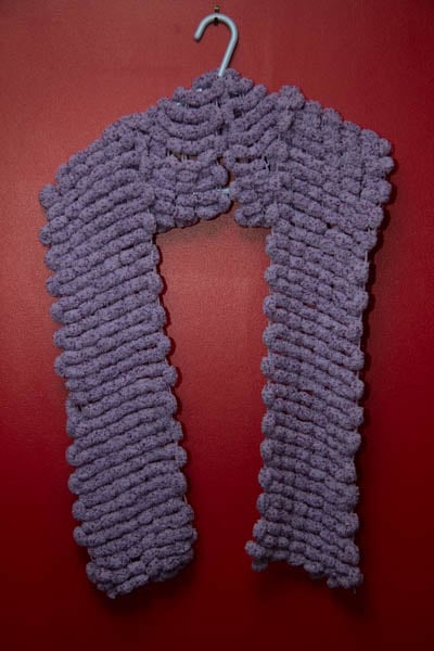 Lilac and Purple Knitted Scarf