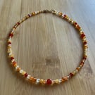 Natural Carnelian mixed gemstone gold filled choker style necklace (4-5mm) beads