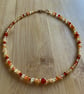Natural Carnelian mixed gemstone gold filled choker style necklace (4-5mm) beads