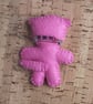 Cat Pink & White Felt Brooch. - Image 2