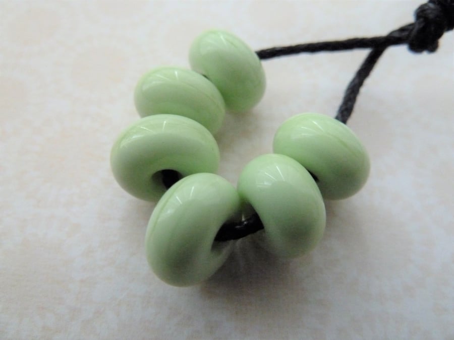 green spacer lampwork glass beads