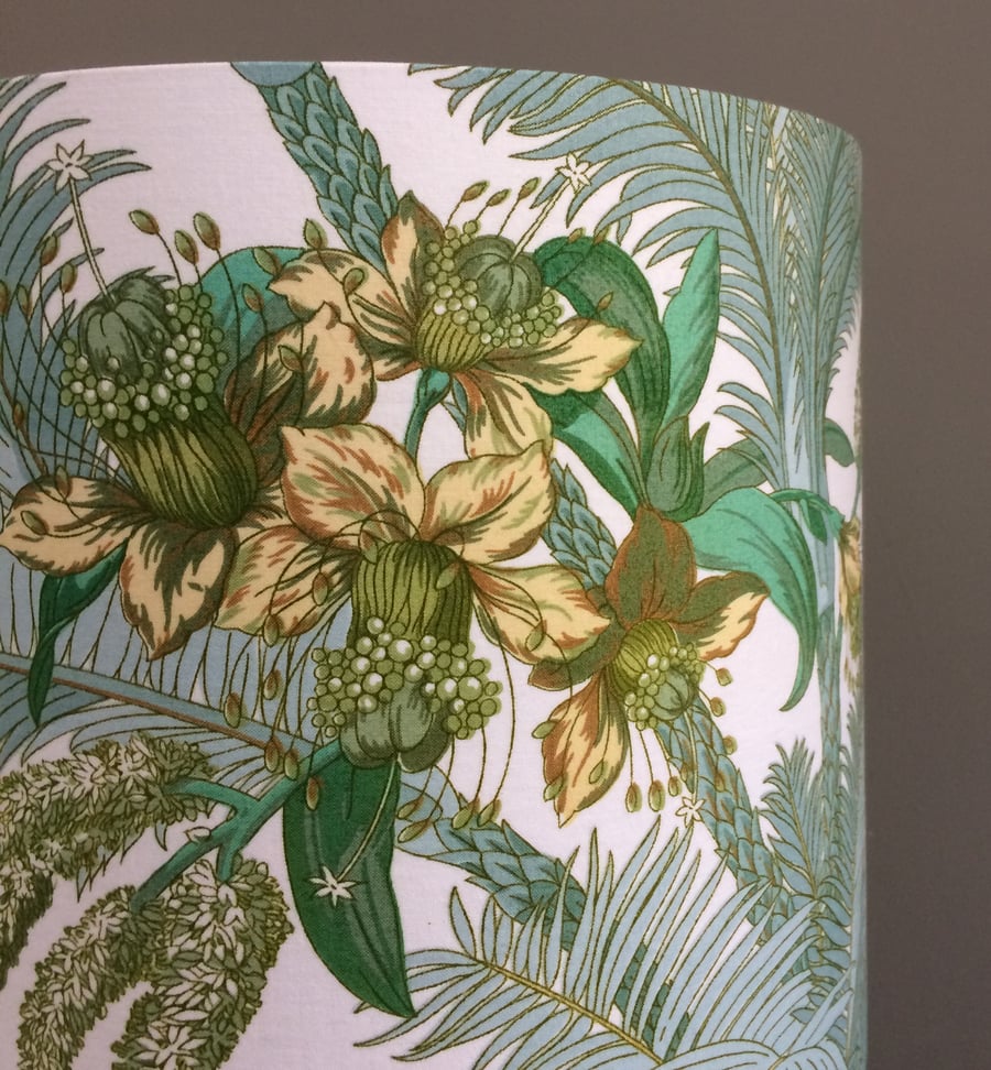 Tropical Flower Leaf 70s 80s Palmetto Sanderson Vintage fabric Lampshade