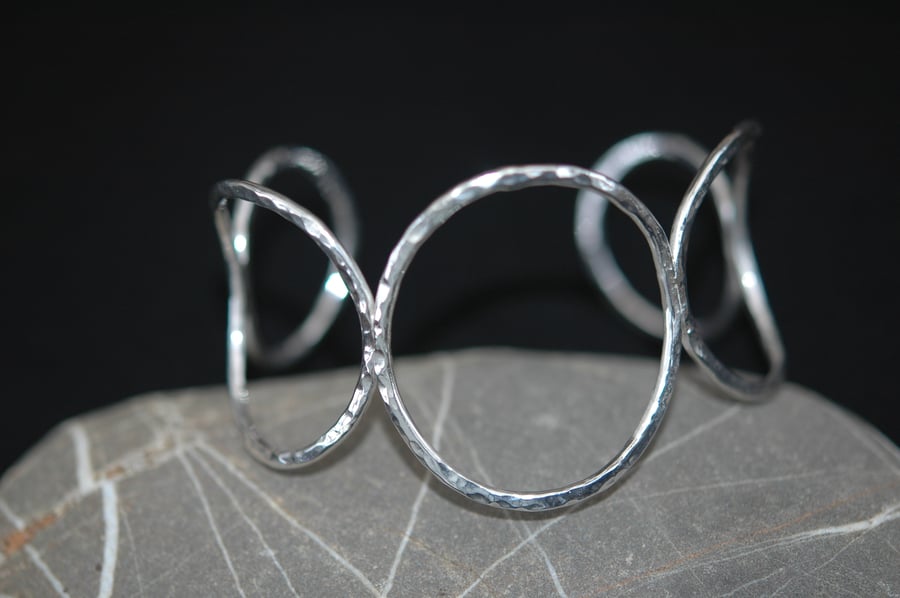 Five-circle sterling silver cuff bracelet  B7