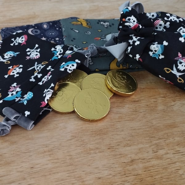Draw string treasure bag and chocolate gold coins