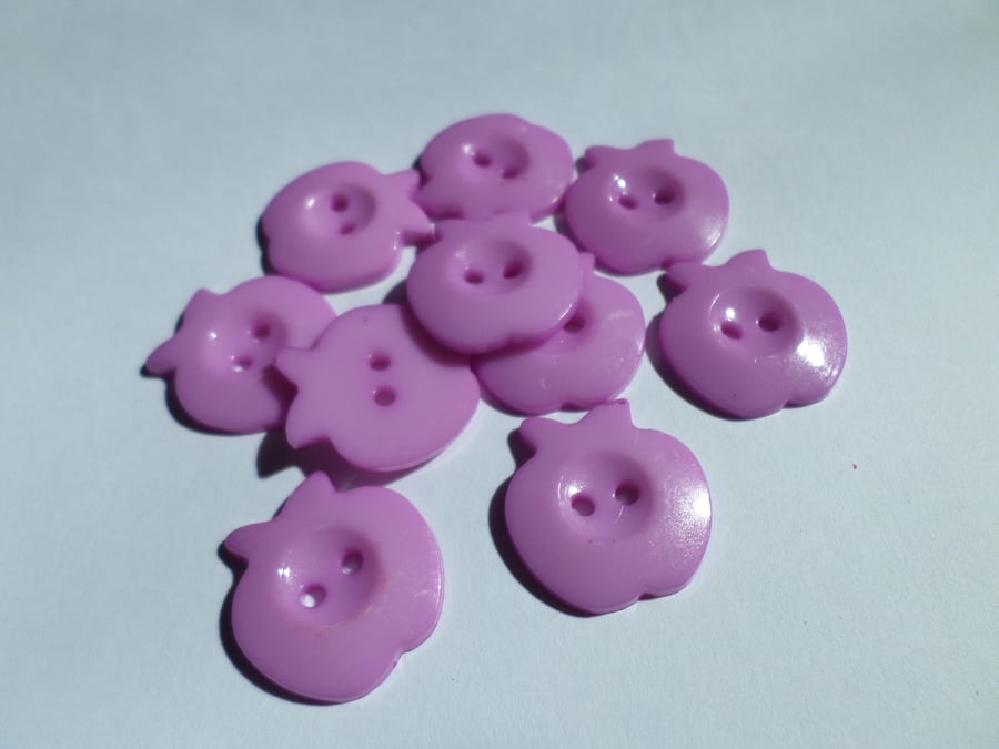 10 x 2-Hole Acrylic Buttons - 21mm - Apple - Purple