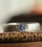 Sand Cast Rough Sapphire and Herkimer Diamond Silver Ring Band