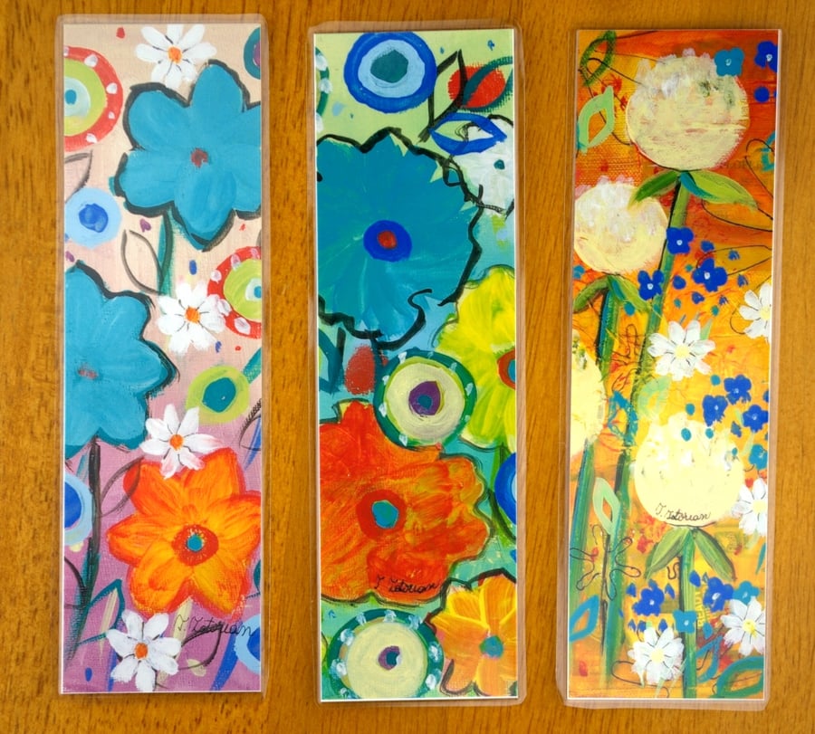 Art Bookmarks Set of Three Wild Flowers