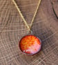 Handmade Bright Orange Ceramic Necklace, Gold Chain, Colourful Glazed Clay Penda - Image 2