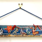 Creel Wood Wall Art - Harbour Village and Party Washing Line Drying on Oars