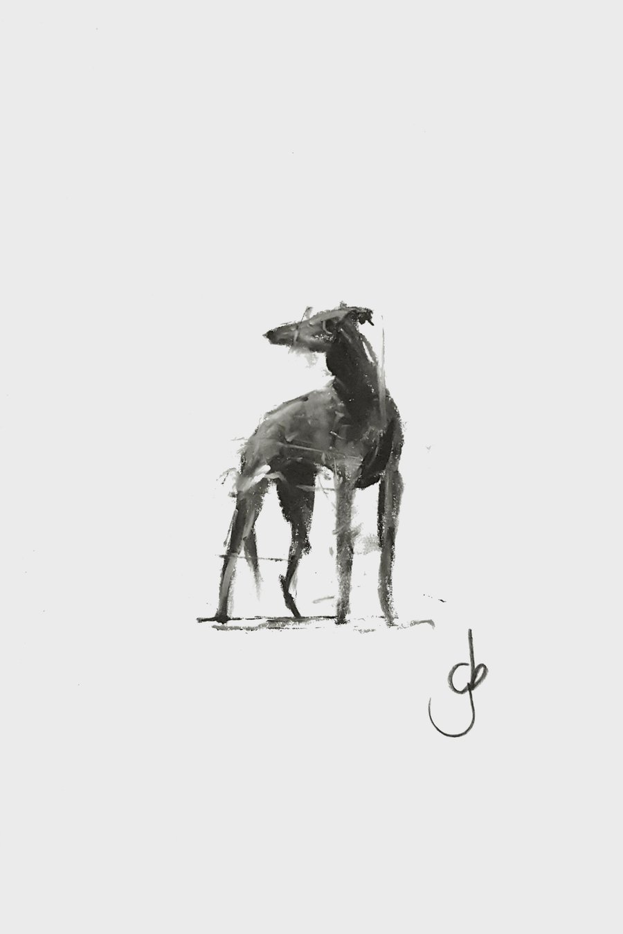 Greyhound standing A5 Art print