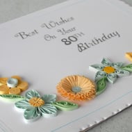80th birthday card, paper quilling - Folksy