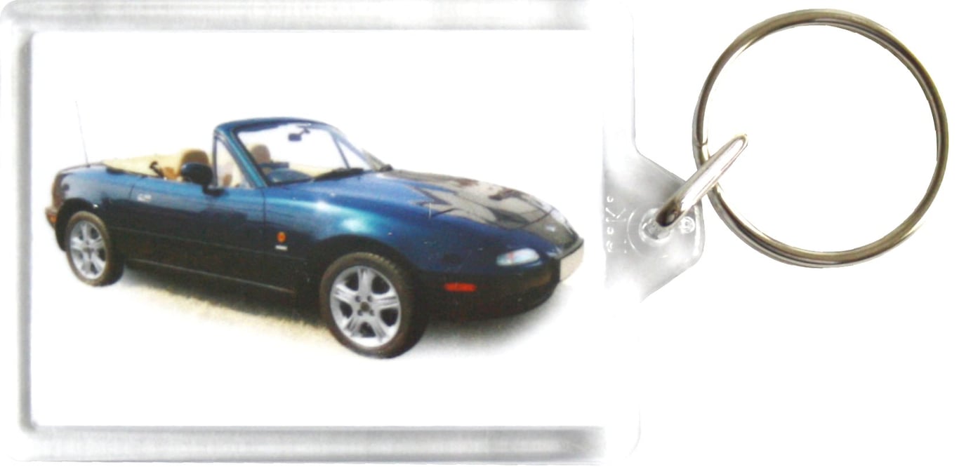 Mazda MX-5 Mk1 1996 (Blue) - Keyring with 50x35mm Insert - Car Enthusiast
