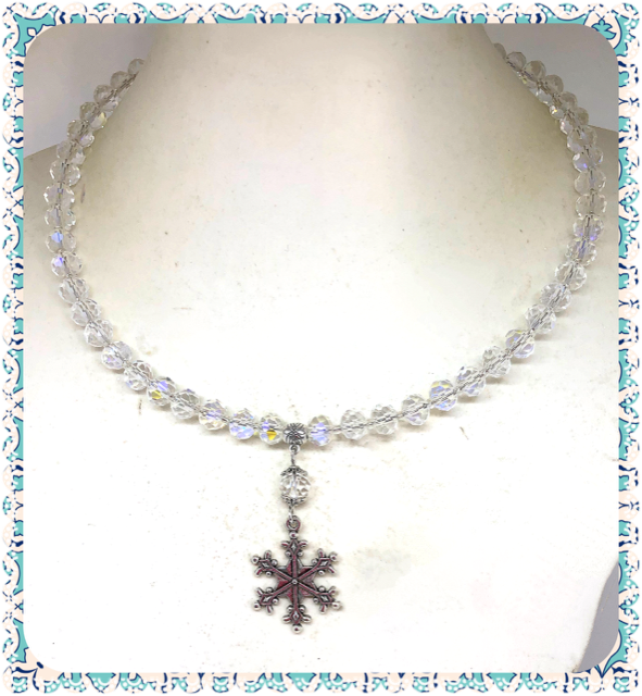 OOAK Snowflake collar length necklace