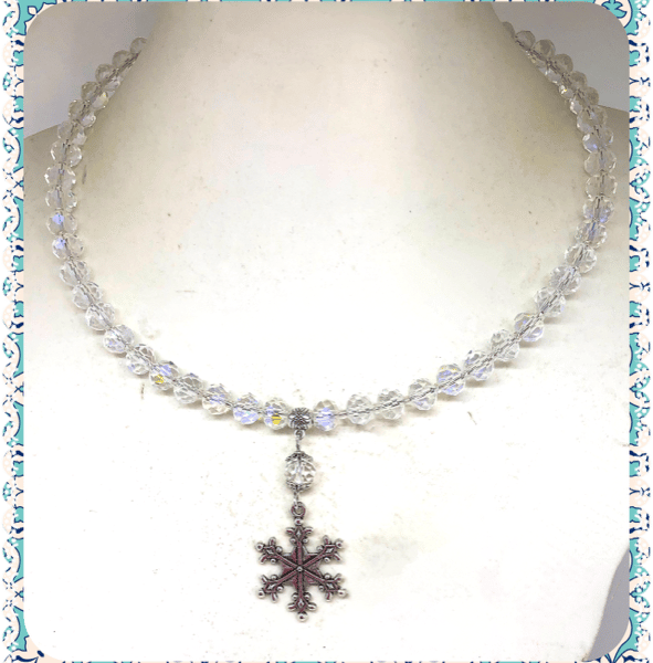 OOAK Snowflake collar length necklace