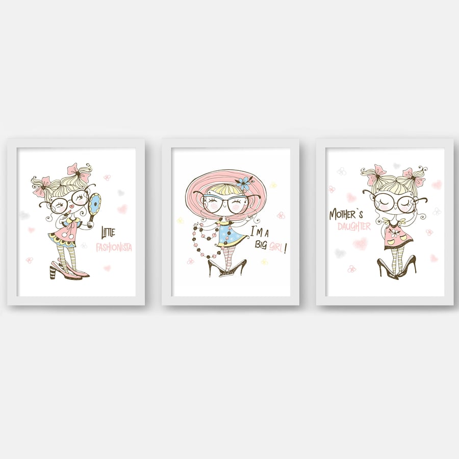Fashion girl wall prints, Little fashionista wall art, girls room wall decor