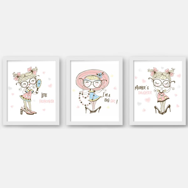Fashion girl wall prints, Little fashionista wall art, girls room wall decor