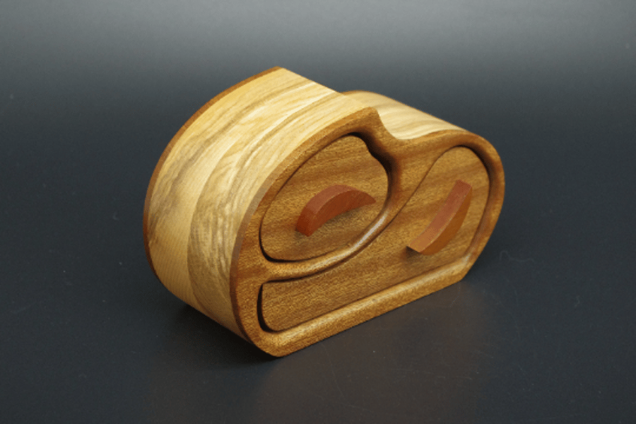 Handmade Wooden Trinket, Jewel Box. With Secret Drawer. 