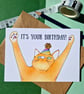 Funny orange cat birthday card, Ginger cat card, Cat mum card, Cat dad card