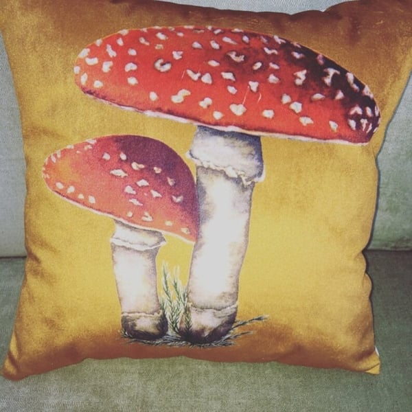 Toadstool Velvet Cushion