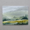 aceo atc original miniature art watercolour landscape ( ref F419.N5 )