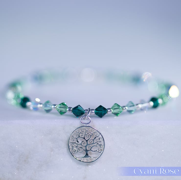 Bracelet swarovski and sterling silver tree of Folksy