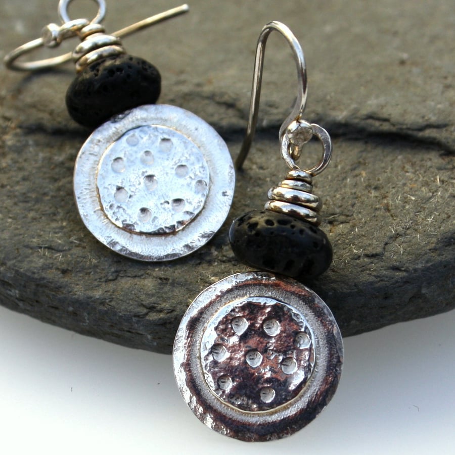 Silver and Lava Dotty earrings
