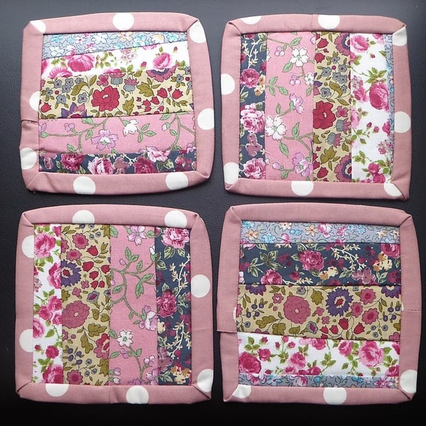 Patchworked textile Coaster set