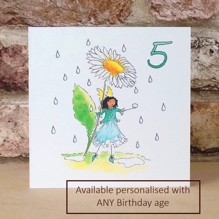 Birthday Card Fairy Daisy - personalise with any Birthday age.